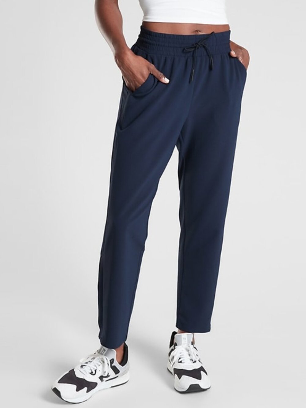 Athleta Navy Metropolis Straight Leg Ankle Zip Travel Pants Size 0